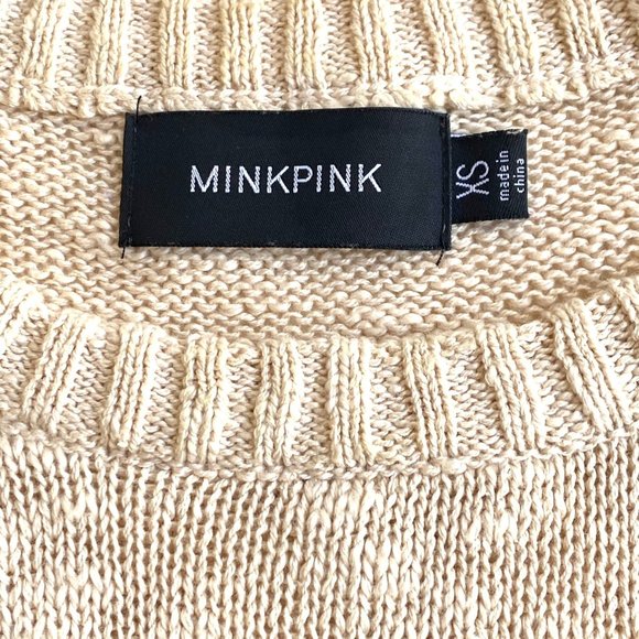 MINKPINK Pink Pride of Place Beige Elephant Knit Long Sleeve Sweater XS - Picture 5 of 9